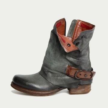 Womens vintage buckle on sale side zipper boots