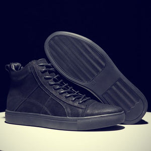 British Trend High Top Leather Shoes - Abershoes