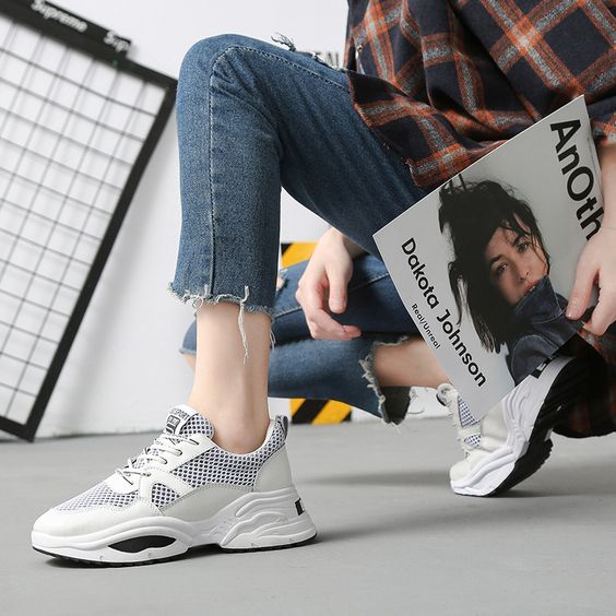 White Breathable Mesh Sneaker Shoes - Abershoes